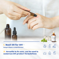 HIQILI Basil Essential Oil,Pure Natural Basil Oil for Skin Massage Diffuser -3.38 Fl Oz.