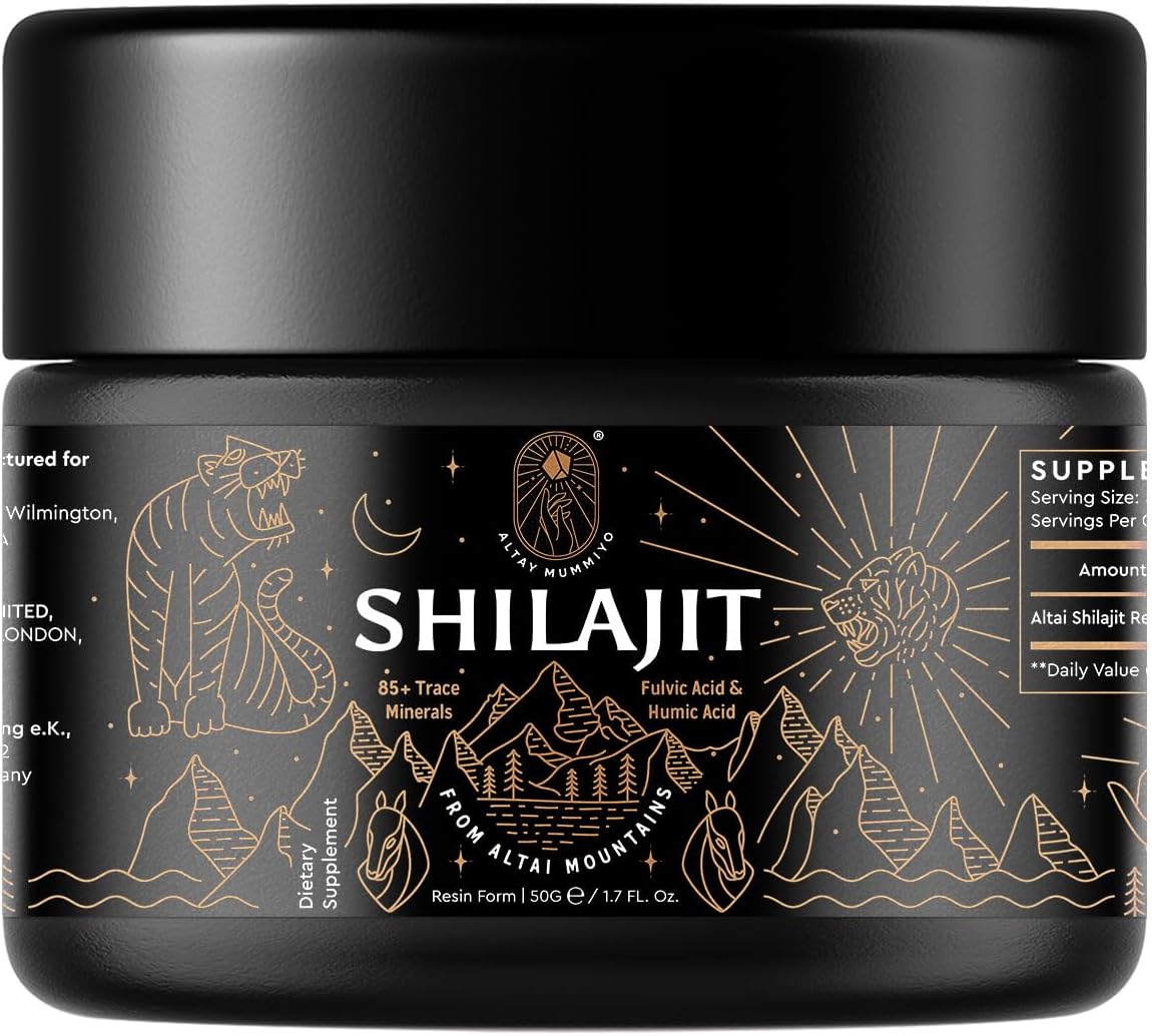 Shilajit Resin with Fulvic Acid & Trace Minerals, Original Siberian Pure Shilajit with 85+ Humic Acid Supplement Gel, Support Metabolism & Immune System - 100 Serving / 50g