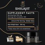 Shilajit Resin with Fulvic Acid & Trace Minerals, Original Siberian Pure Shilajit with 85+ Humic Acid Supplement Gel, Support Metabolism & Immune System - 100 Serving / 50g